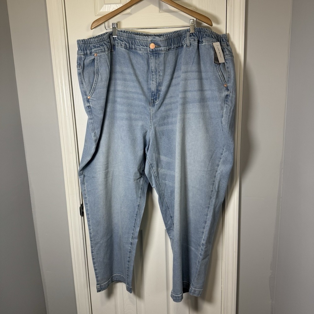 Lane Bryant Denim Jeans High Rise Mom Stretch Elastic Waist 30 32 NWT